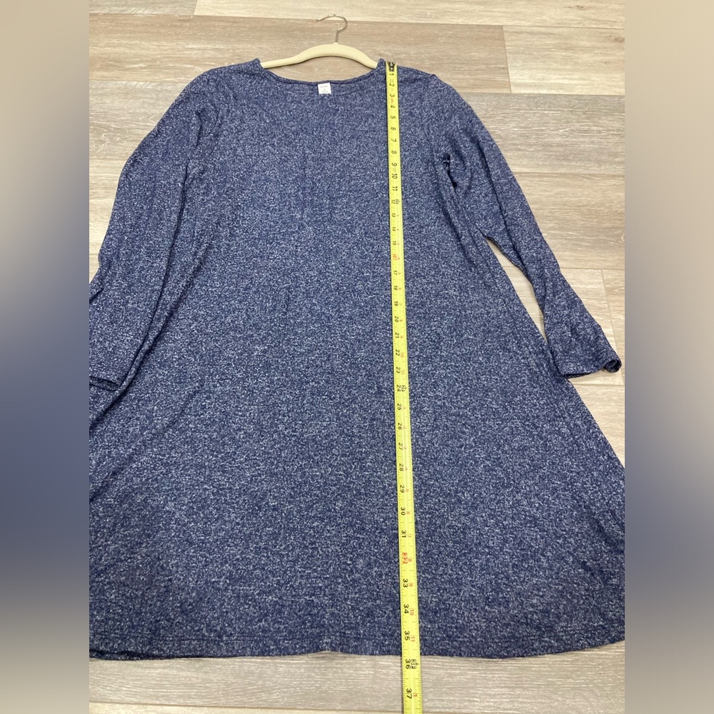 Old Navy Long Sleeve Blue Dress Scoop Neck Medium Plush Knit Swing Dress - Picture 8 of 11